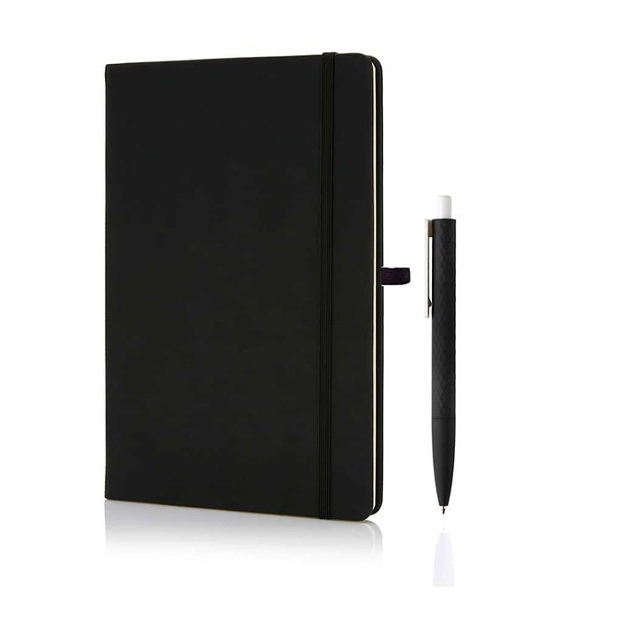 Munoz A5 notebook and rubber pen in gift box-Black (1)