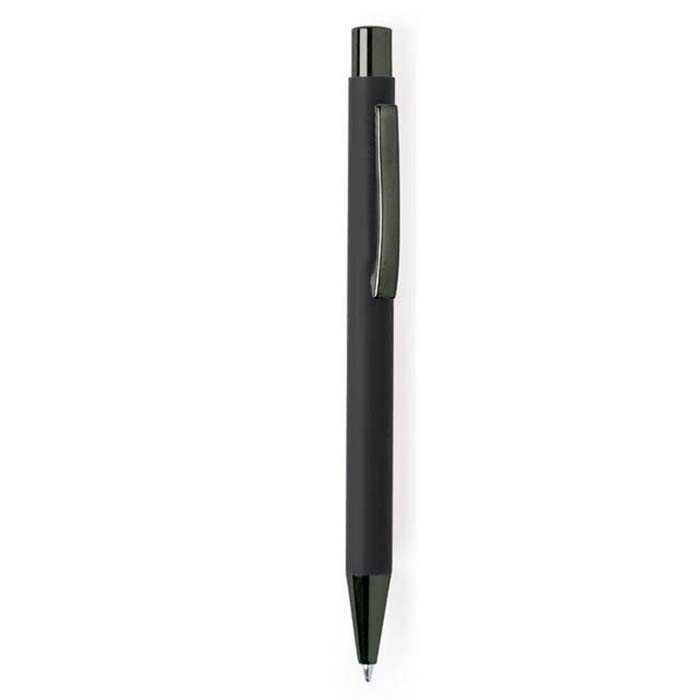 Poco Soft matt finish metal ball pen with antimicrobial treatment-Black (1)