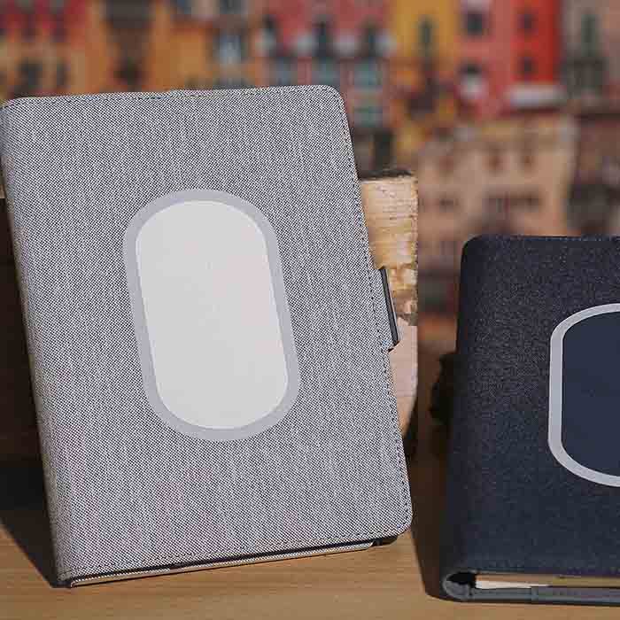 Yannik Linen Linen notebook with wireless charger (10)