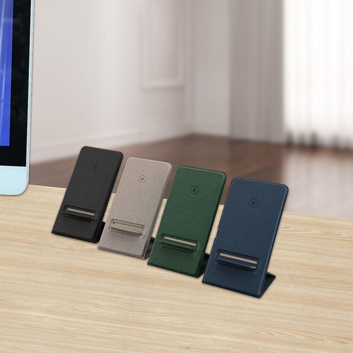 Upright Foldable Wireless charger in Recycled PU leather (1)