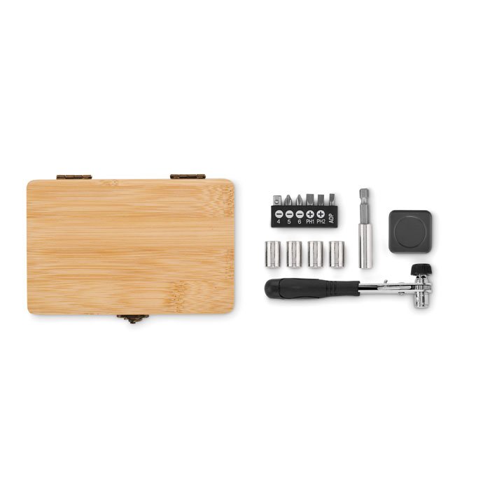 Yango 13 piece tool set, bamboo case (1)