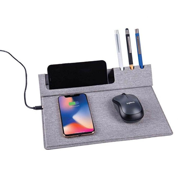 10W. Wireless desk organizer & mouse pad (RPET) (1)