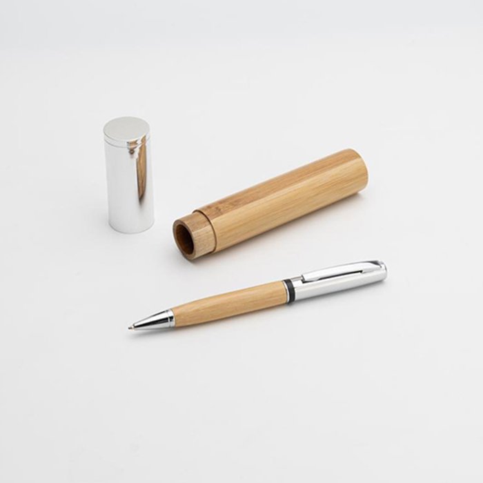 Bampen Elegant metal pen with bamboo barrel (4)
