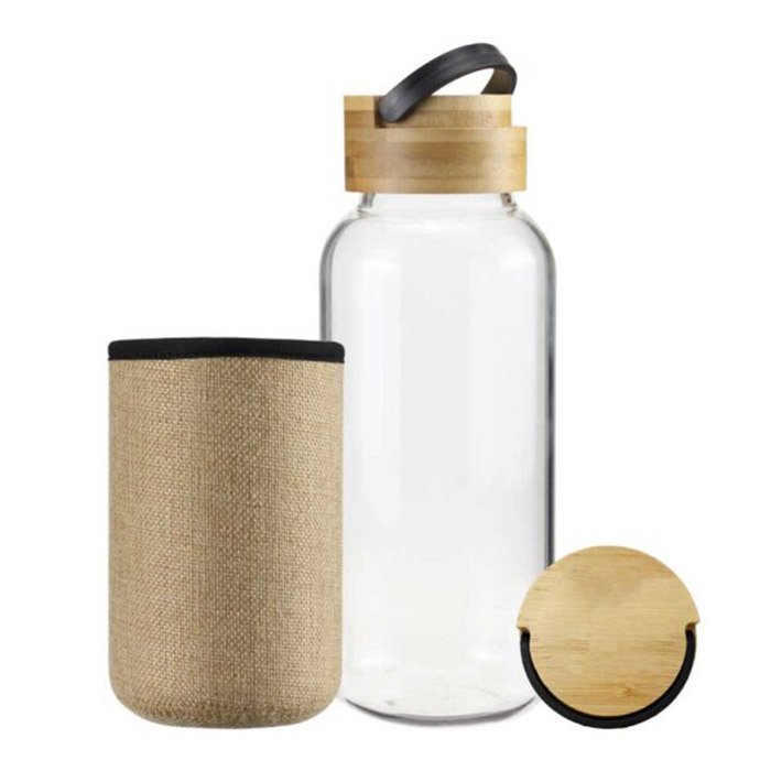 Fritz Glass bottle with bamboo cap and handle. 1 Litre (2)