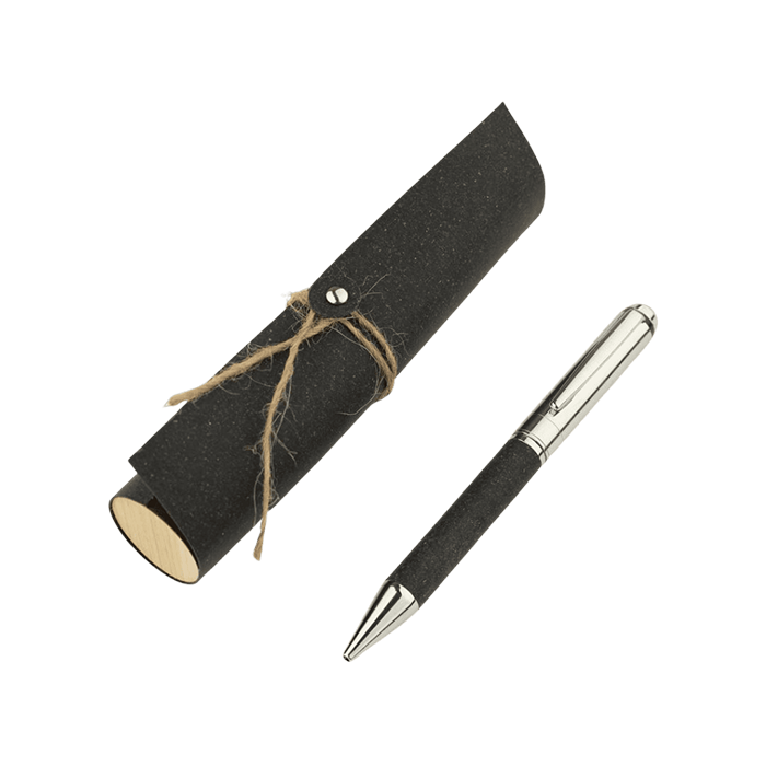 Panther Metal pen with recycled leather barrel (1)