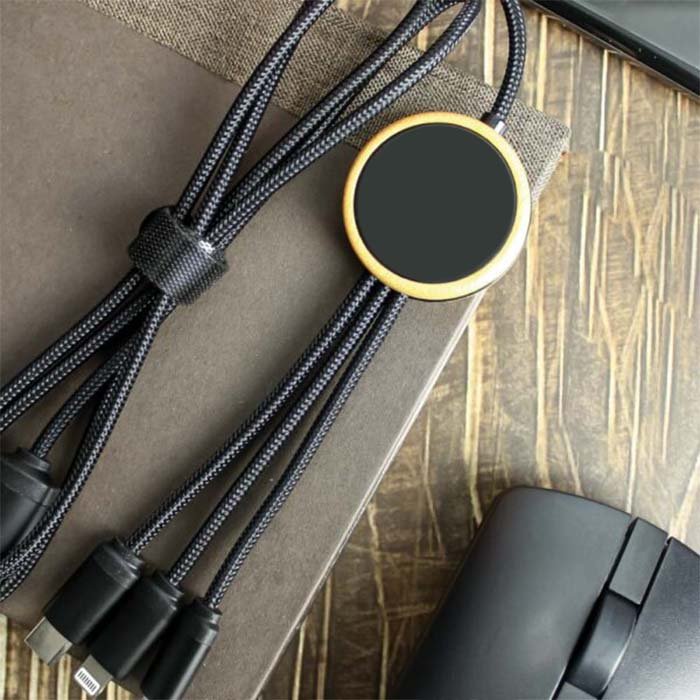 Prasinos Bamboo 3-in-1 multi-charging braided cable. Light-up logo (1)