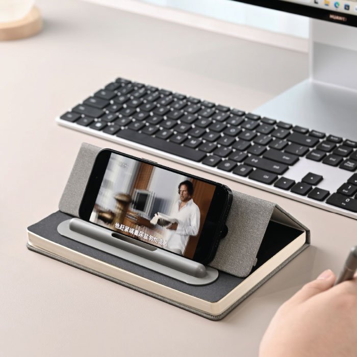 Liobe A5 notebook with pen, pencil and mobile stand
