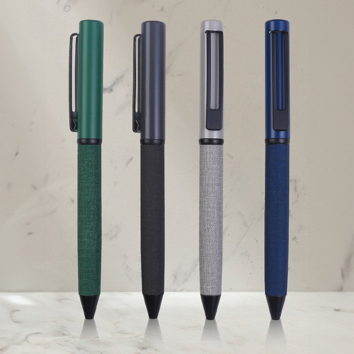 Skora Metal pen with PU leather barrel. Premium. (6)